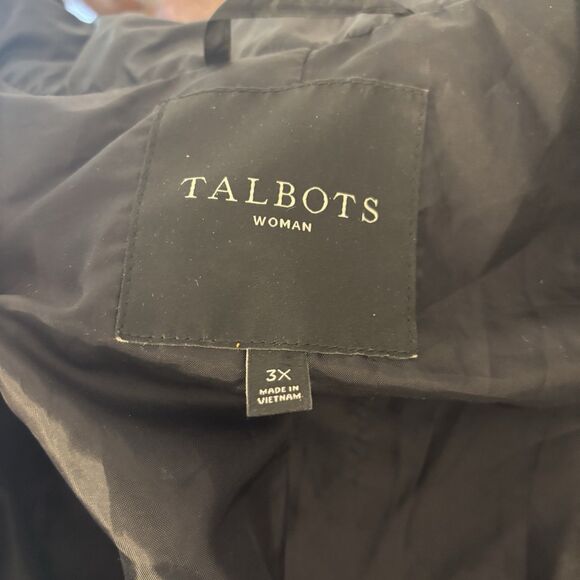 Talbots Black 80% Down Puffer Coat Jacket Sz 3X Full Front Zipper Pockets - Picture 5 of 9